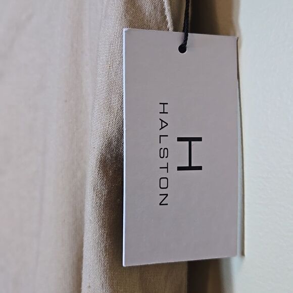 H by Halston Tan Linen Wide Leg Pants NWT Size Large Pull On Crop Elastic Waist - Picture 3 of 10